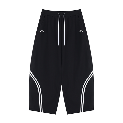 Black shorts with white accents on a white background